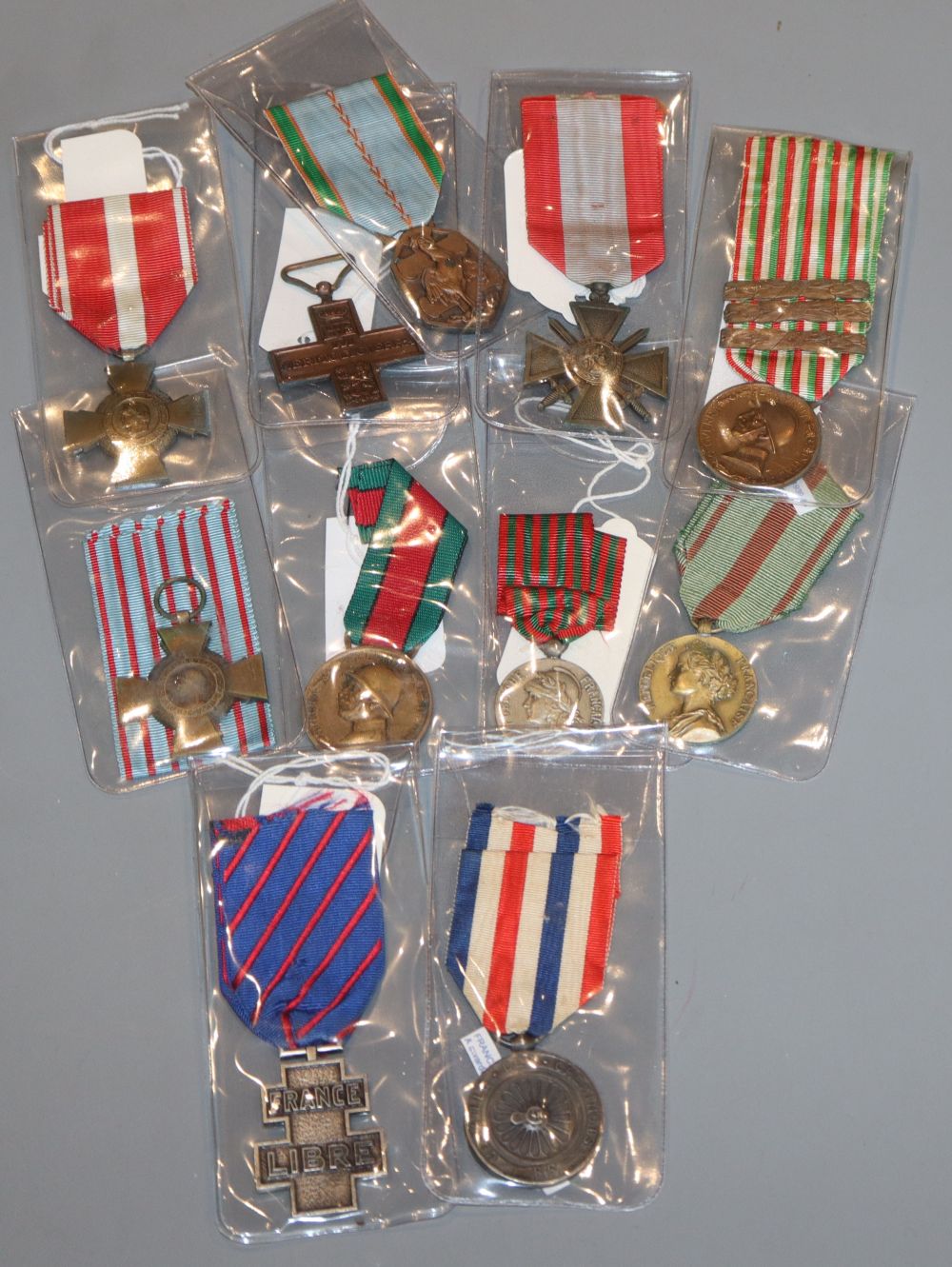 Eleven French, Italian WWII medals